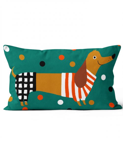 Dog velvet cushion for kids two sided Made in France