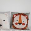 Shandor lion and bear velvet cushion