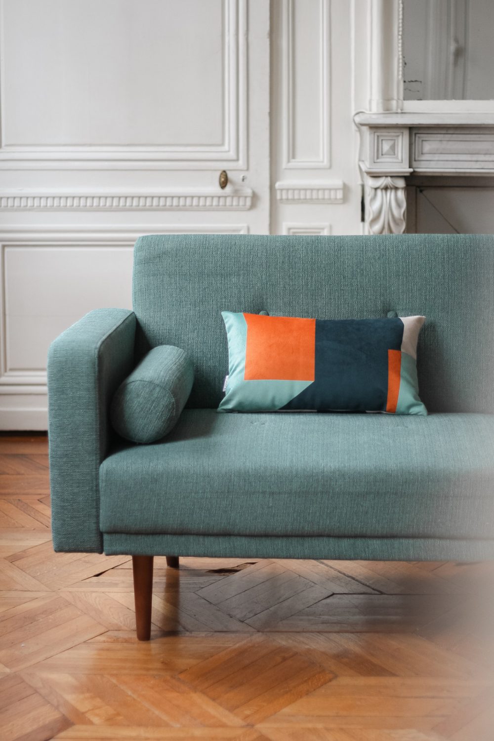 Velvet cushion geometric shapes Made in France