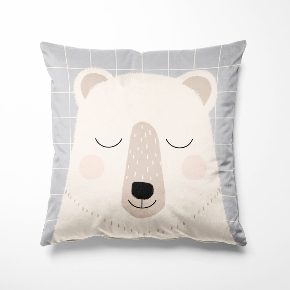 velvet cushion for kids polar bear, Made in France