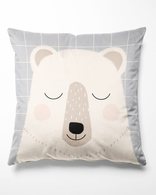 velvet cushion for kids polar bear, Made in France