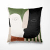 Face and stripes velvet cushion