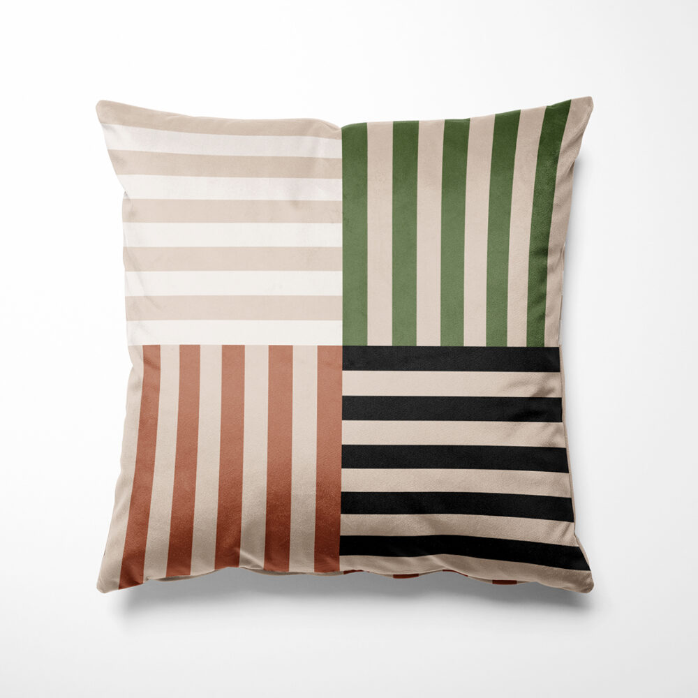 Face and stripes cushion Made in France