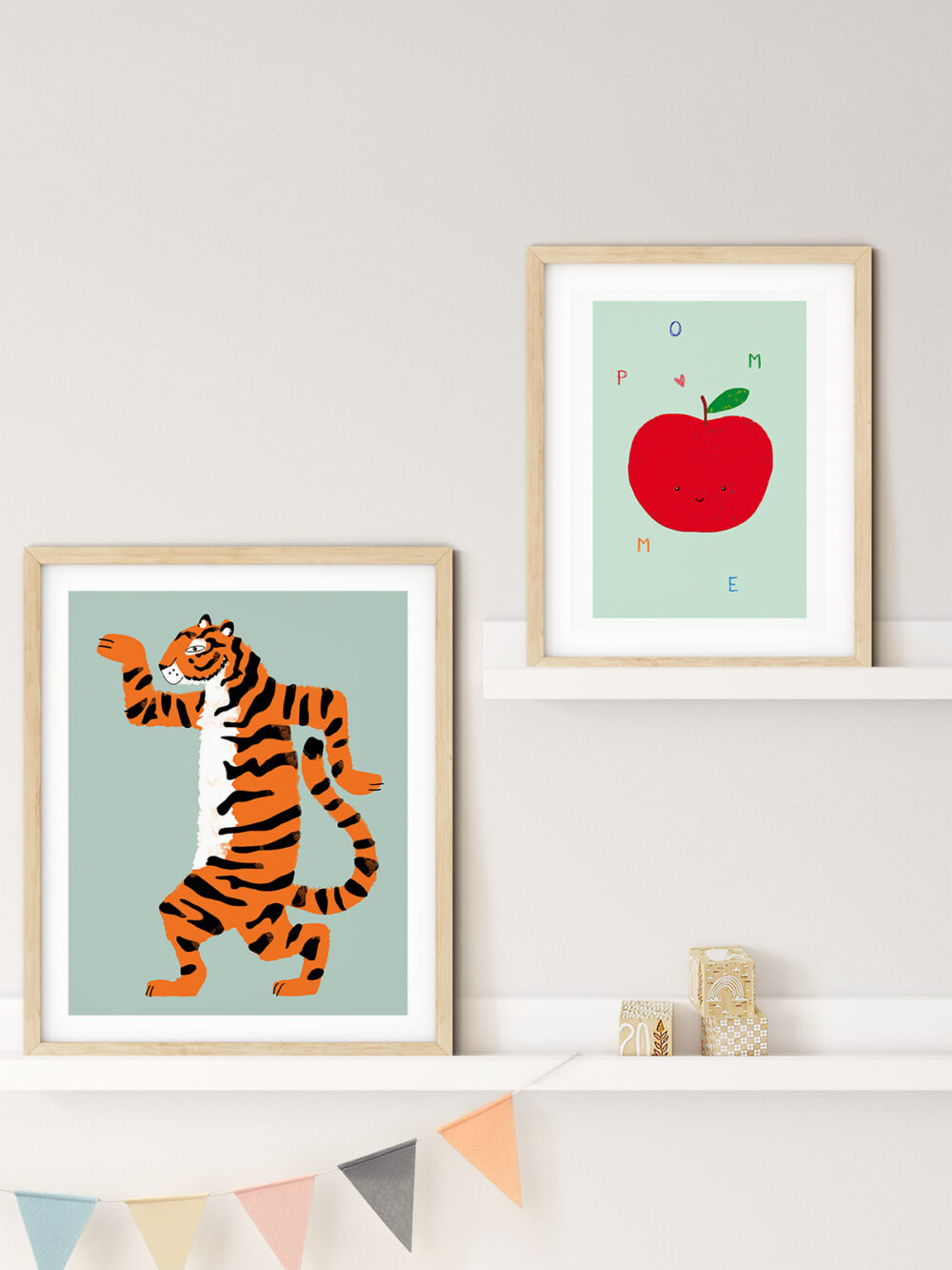 Affiche pomme et tigre
