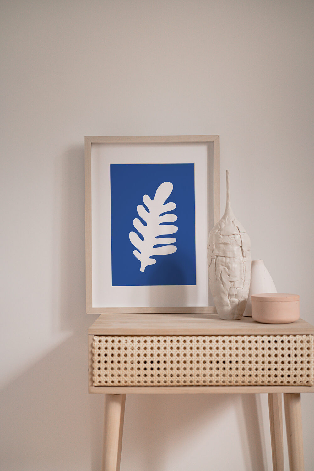 Poster blue leaf graphic design Made in France, Kids room