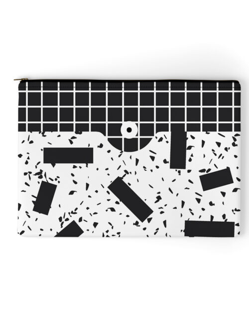 Pochette noir et blanc en velours, Memphis - Made in France